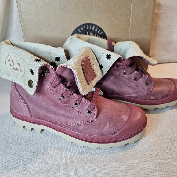 Palladium Women's Baggy Leather Canvas Hiking Boots - Size 8 - Picture 3 of 12